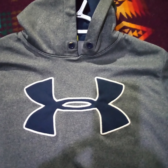 Men's Under Armour hoodie. Gray and blue size small. - Picture 3 of 3